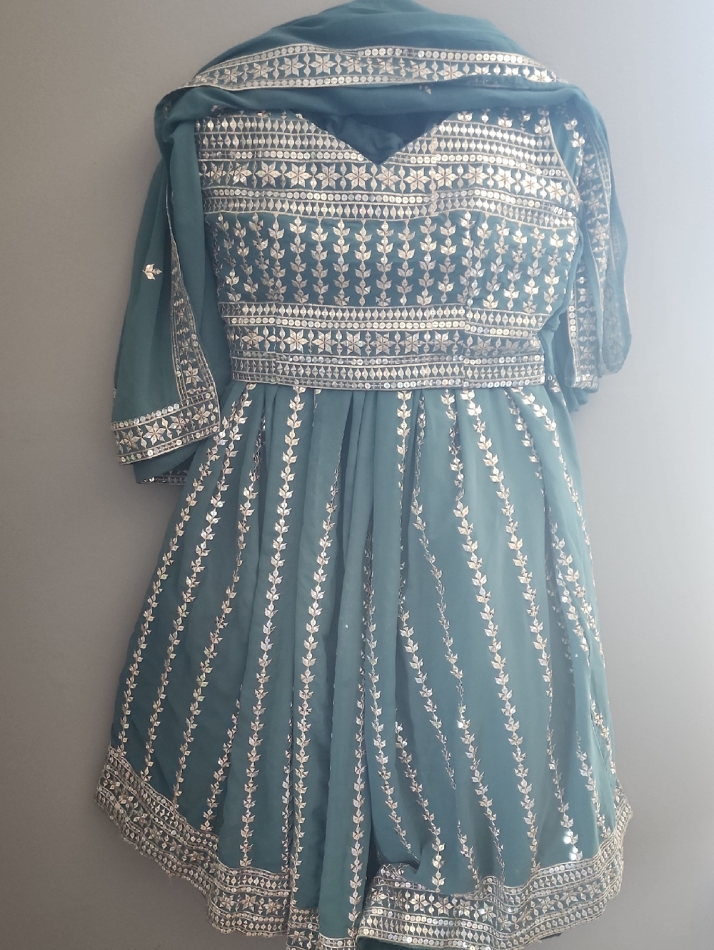 Teal Embroidered Women’s Lehenga with Dupatta